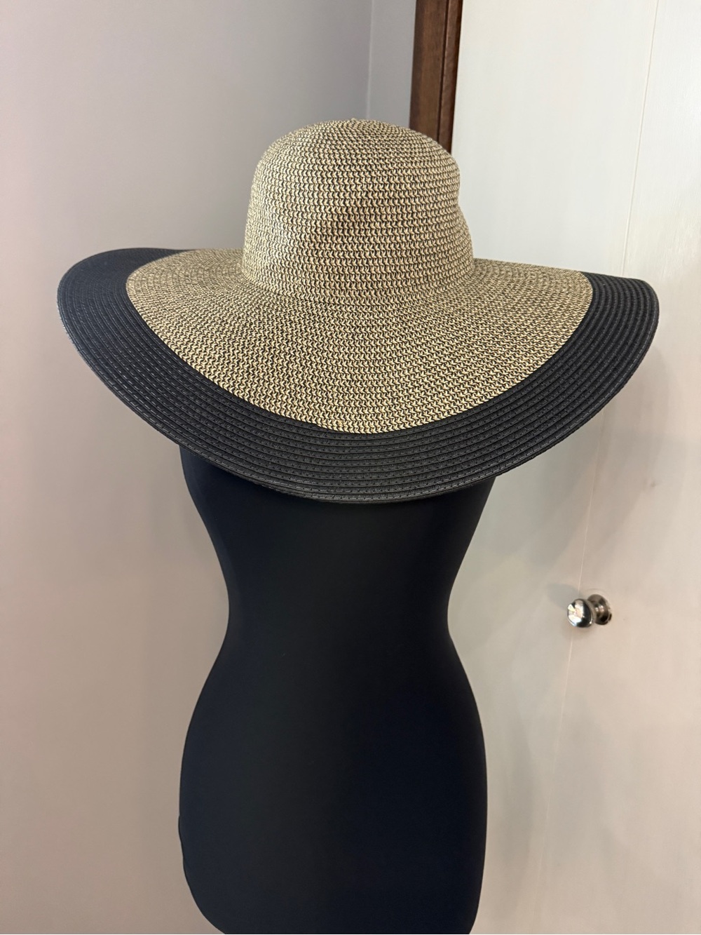 Rosetta Getty Two-Tone Wide Brim Straw Hat - Natural and Black